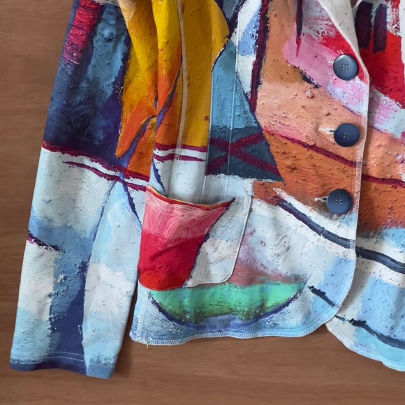 Simply Art by Dolcezza multicolor blazer size M medium artsy abstract button - Picture 2 of 7